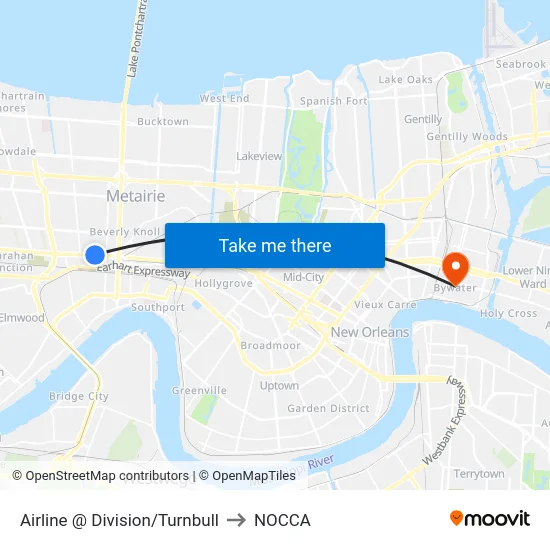 Airline @ Division/Turnbull to NOCCA map