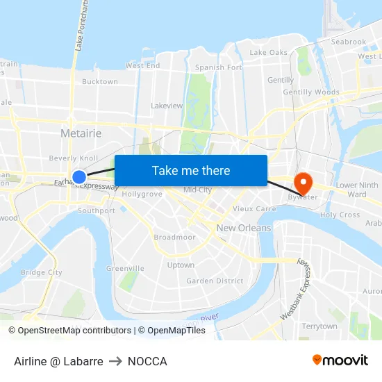 Airline @ Labarre to NOCCA map