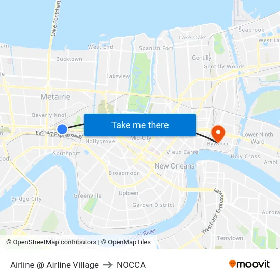 Airline @ Airline Village to NOCCA map