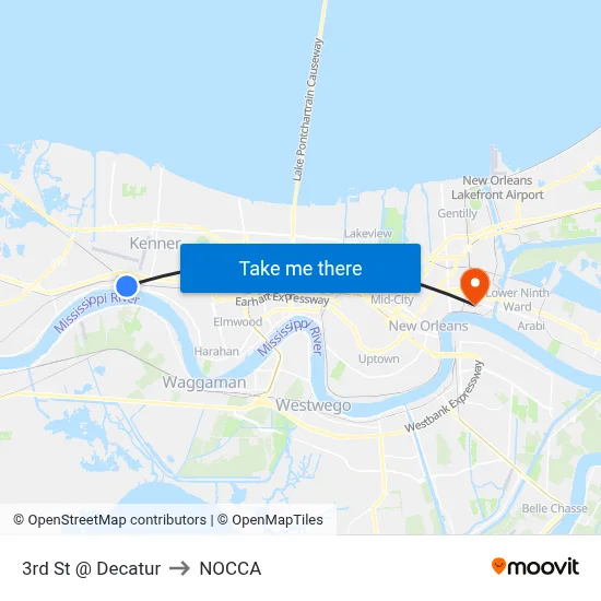 3rd St @ Decatur to NOCCA map