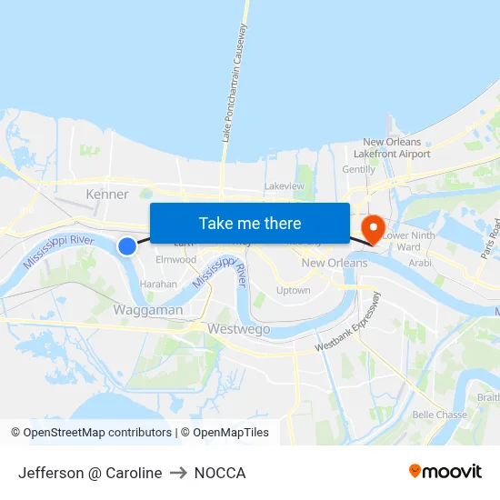 Jefferson @ Caroline to NOCCA map