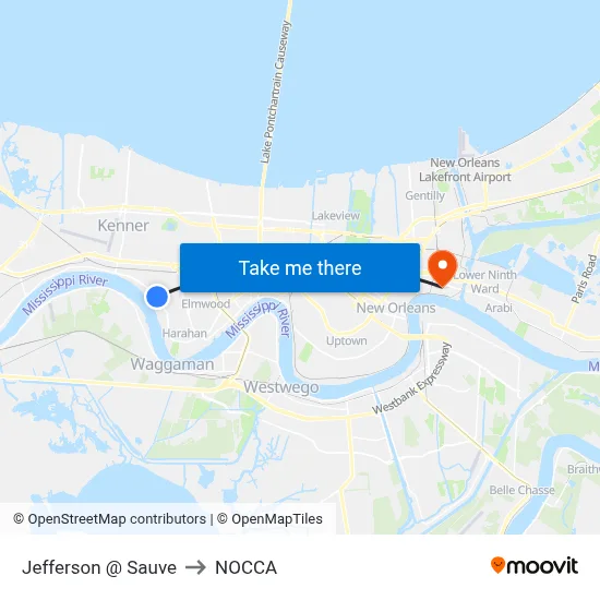 Jefferson @ Sauve to NOCCA map