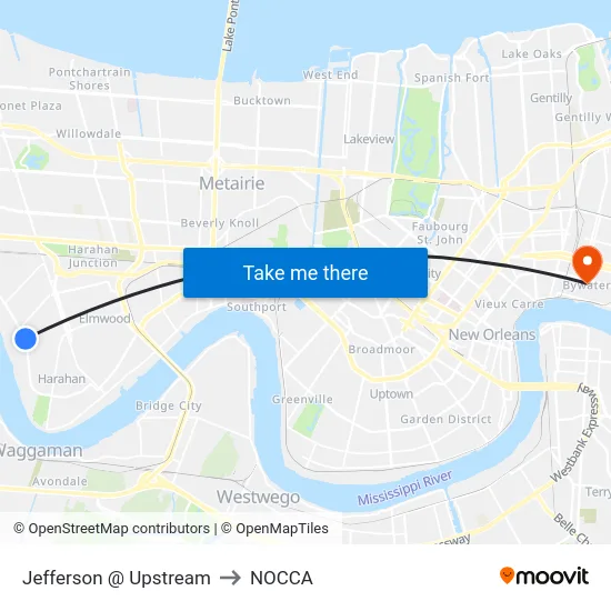 Jefferson @ Upstream to NOCCA map