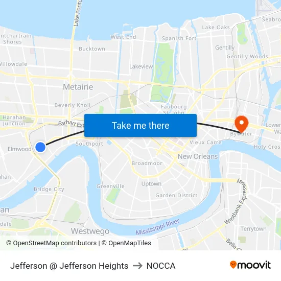 Jefferson @ Jefferson Heights to NOCCA map