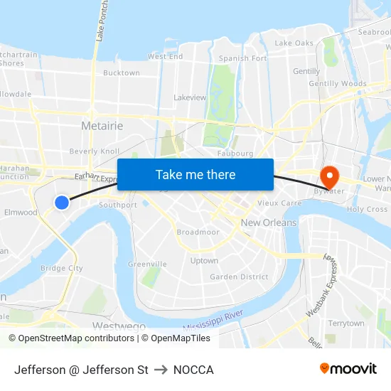 Jefferson @ Jefferson St to NOCCA map