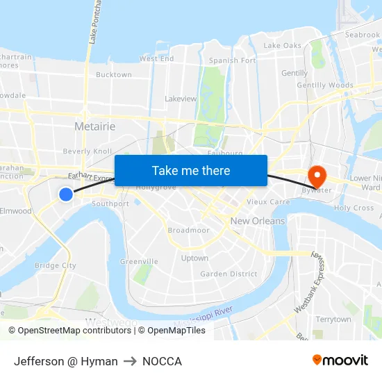 Jefferson @ Hyman to NOCCA map