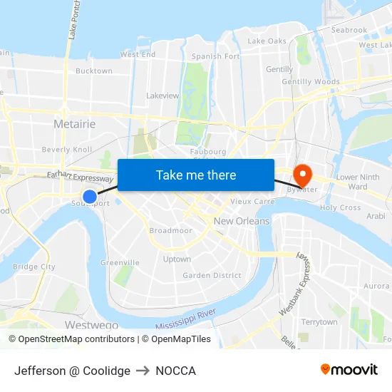 Jefferson @ Coolidge to NOCCA map