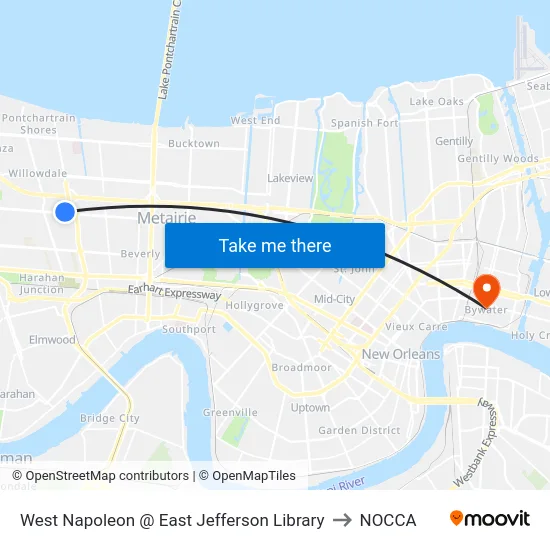 West Napoleon @ East Jefferson Library to NOCCA map