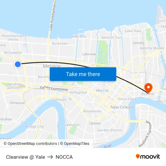 Clearview @ Yale to NOCCA map