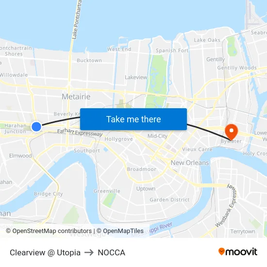 Clearview @ Utopia to NOCCA map