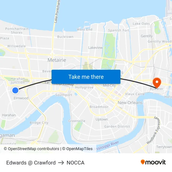 Edwards @ Crawford to NOCCA map