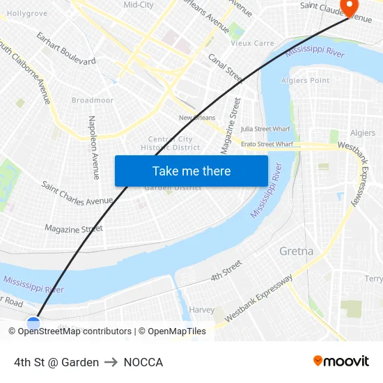4th St @ Garden to NOCCA map