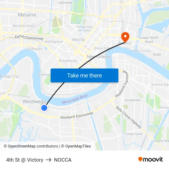 4th St @ Victory to NOCCA map