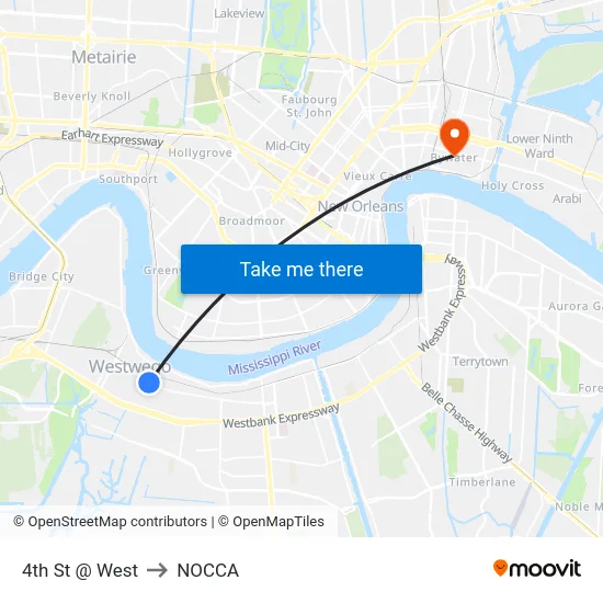 4th St @ West to NOCCA map