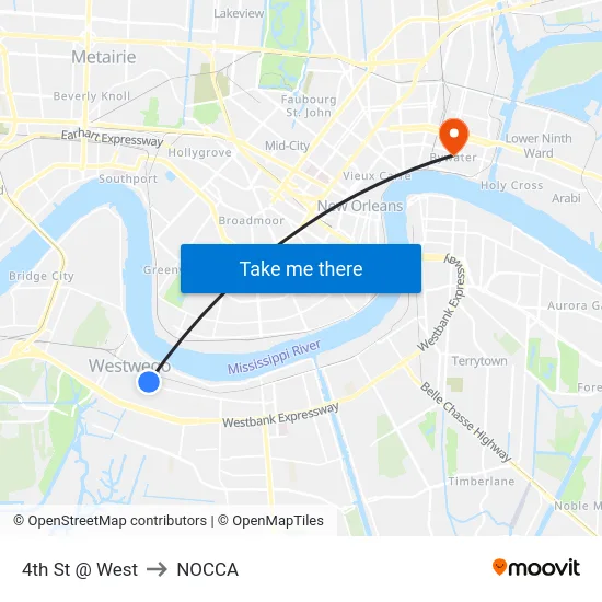 4th St @ West to NOCCA map