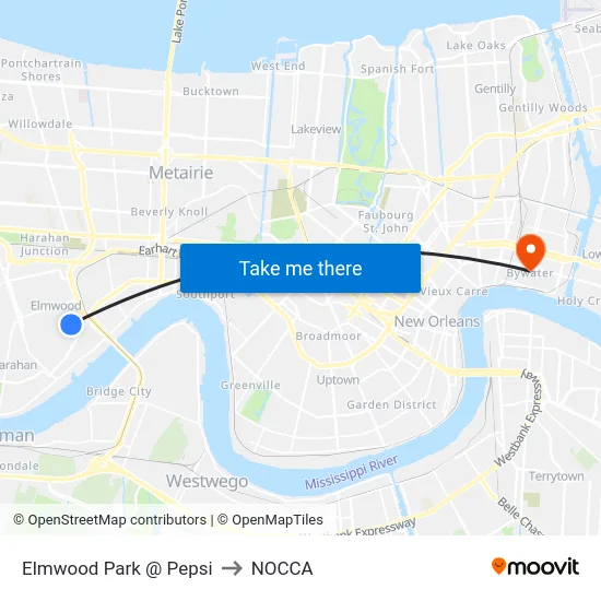 Elmwood Park @ Pepsi to NOCCA map