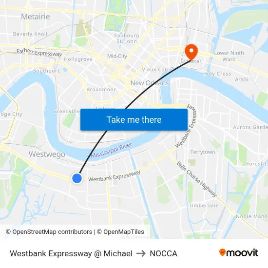 Westbank Expressway @ Michael to NOCCA map