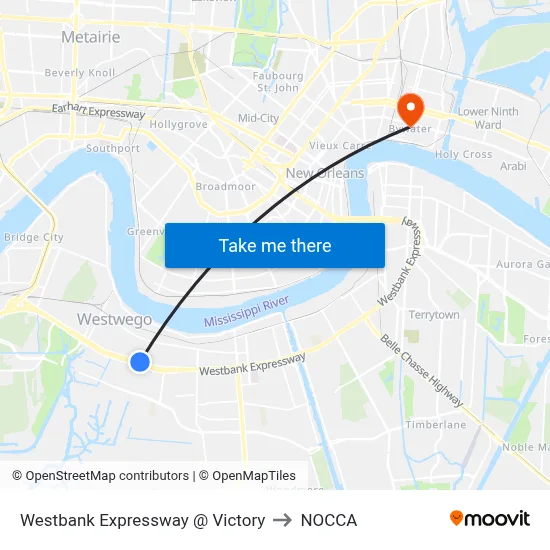Westbank Expressway @ Victory to NOCCA map