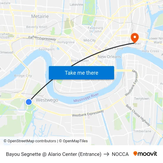 Bayou Segnette @ Alario Center (Entrance) to NOCCA map