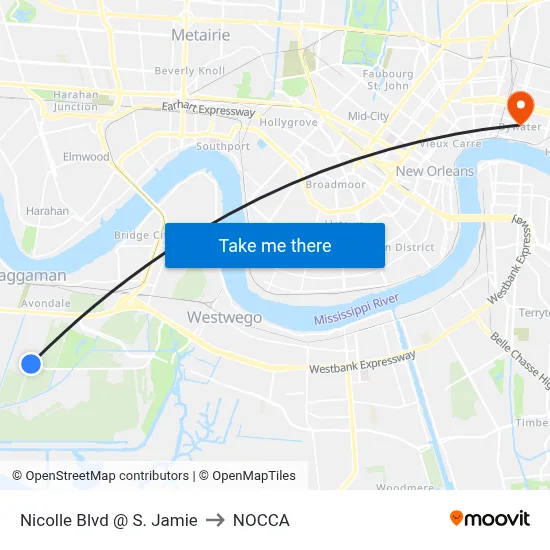 Nicolle Blvd @ S. Jamie to NOCCA map