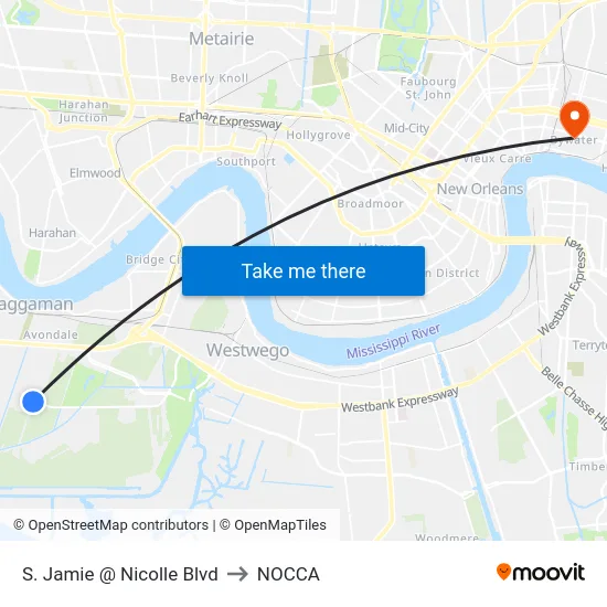 S. Jamie @ Nicolle Blvd to NOCCA map