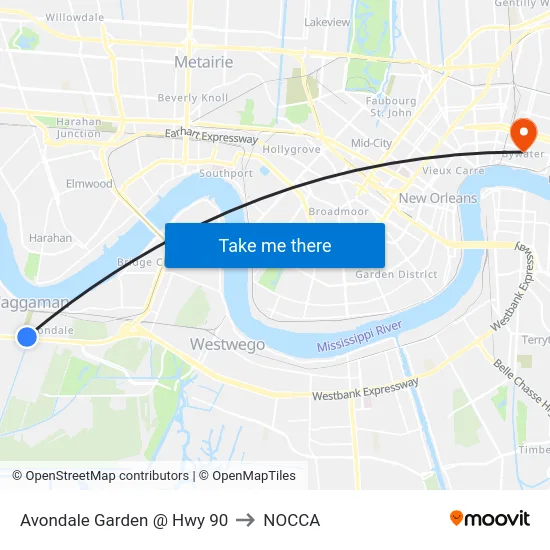 Avondale Garden @ Hwy 90 to NOCCA map