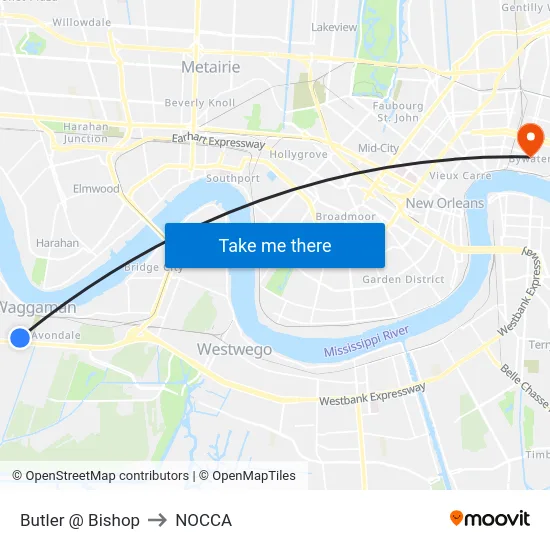 Butler @ Bishop to NOCCA map