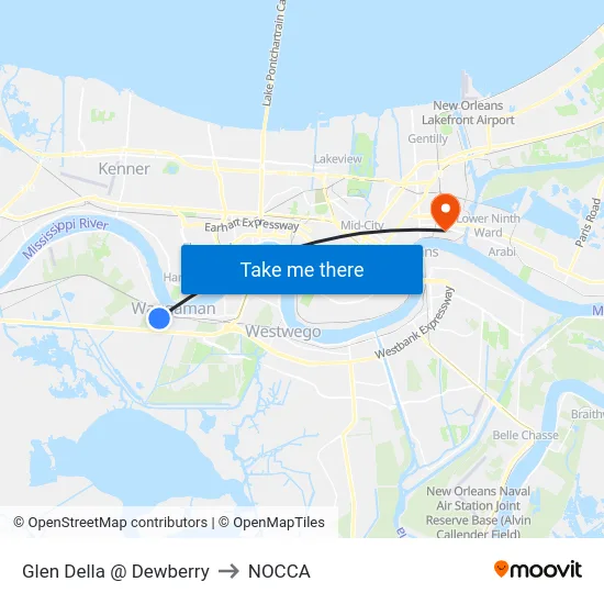 Glen Della @ Dewberry to NOCCA map