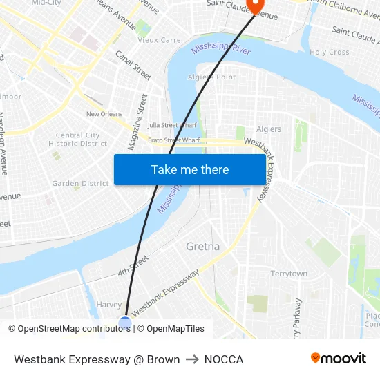 Westbank Expressway @ Brown to NOCCA map