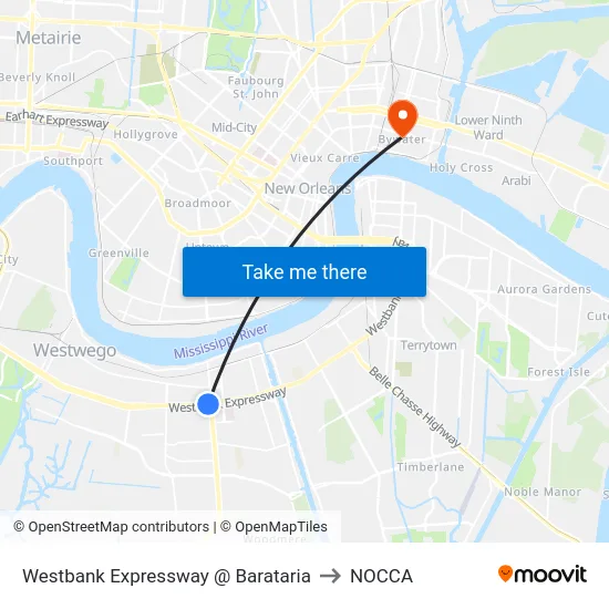 Westbank Expressway @ Barataria to NOCCA map