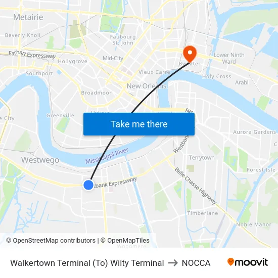 Walkertown Terminal (To) Wilty Terminal to NOCCA map