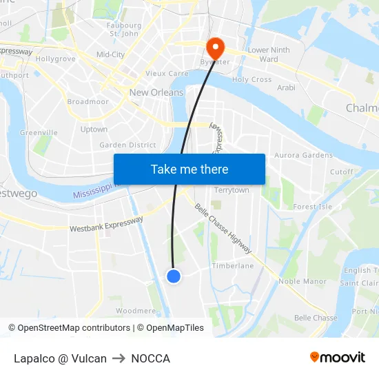 Lapalco @ Vulcan to NOCCA map