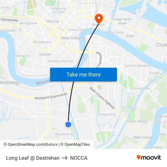 Long Leaf @ Destrehan to NOCCA map