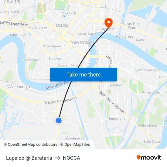 Lapalco @ Barataria to NOCCA map