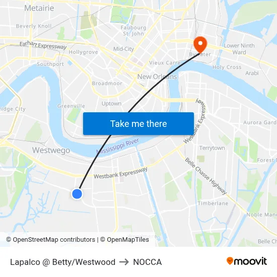 Lapalco @ Betty/Westwood to NOCCA map