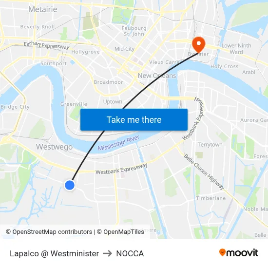 Lapalco @ Westminister to NOCCA map