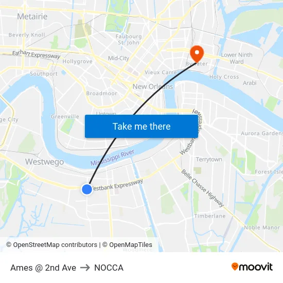 Ames @ 2nd Ave to NOCCA map