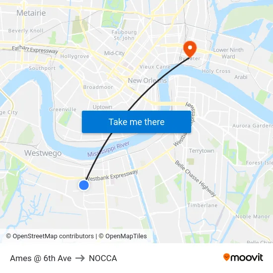 Ames @ 6th Ave to NOCCA map