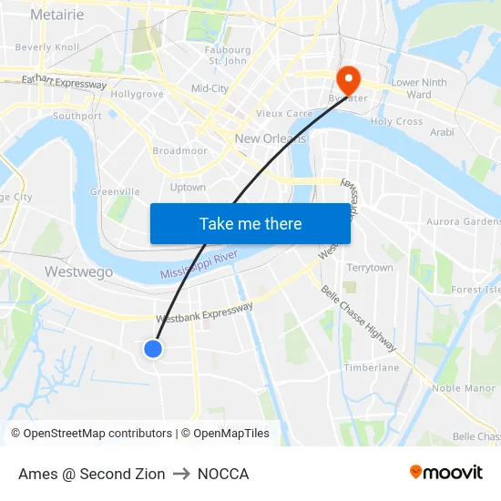 Ames @ Second Zion to NOCCA map