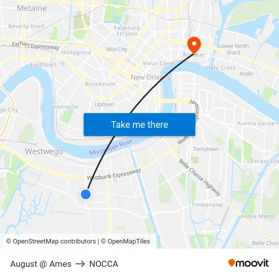 August @ Ames to NOCCA map