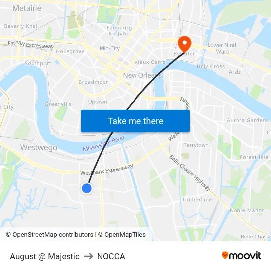 August @ Majestic to NOCCA map