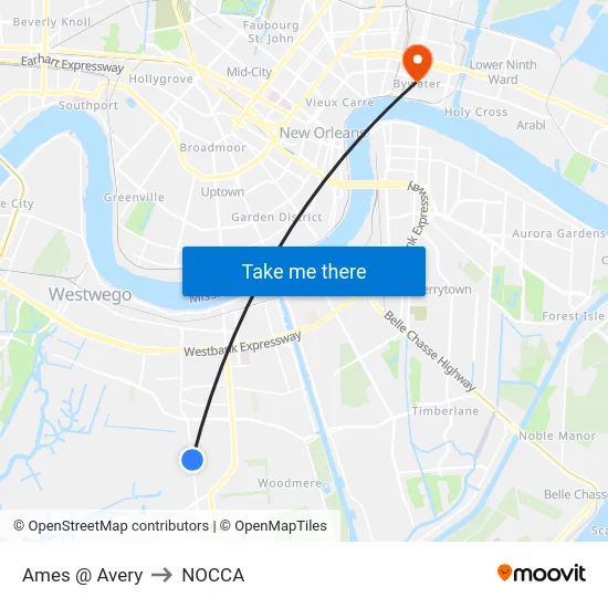 Ames @ Avery to NOCCA map