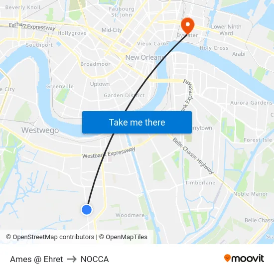 Ames @ Ehret to NOCCA map