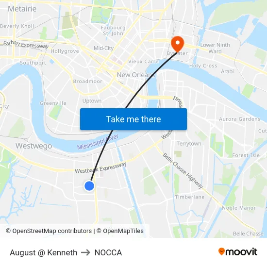 August @ Kenneth to NOCCA map