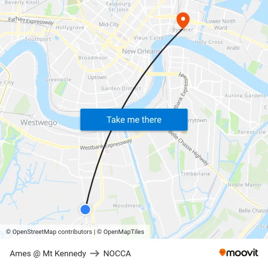 Ames @ Mt Kennedy to NOCCA map