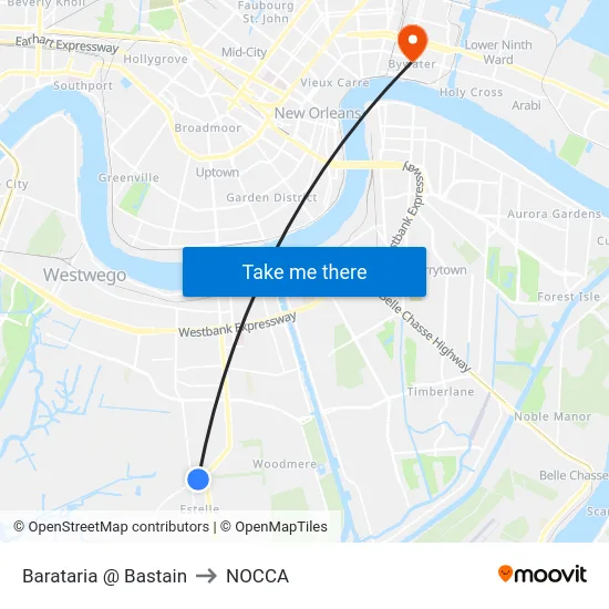 Barataria @ Bastain to NOCCA map