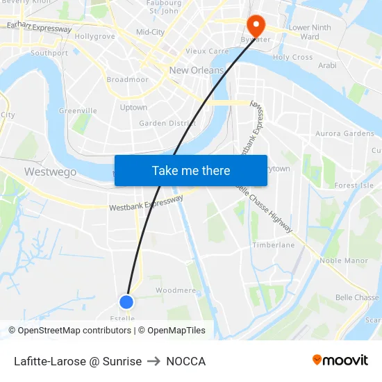 Lafitte-Larose @ Sunrise to NOCCA map