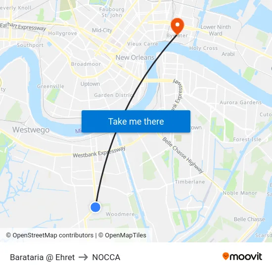 Barataria @ Ehret to NOCCA map