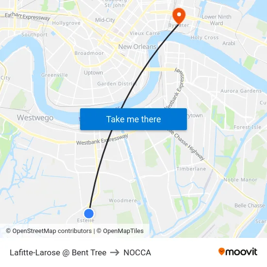 Lafitte-Larose @ Bent Tree to NOCCA map