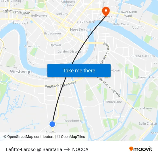 Lafitte-Larose @ Barataria to NOCCA map
